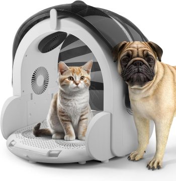 CJC Automatic Pet Dryer Box 60L with Temperature Control 4-Speed Settings Timer Drying Box Machine for Small Dogs&Cats
