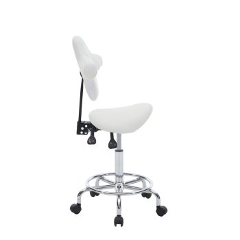 ENTU White Ergonomic Saddle Stool Chair with Wheels Swivel Rolling Height‑Adjustable Stool for Salon Beauty Clinic Dentist Tattoo Studio and Home Office