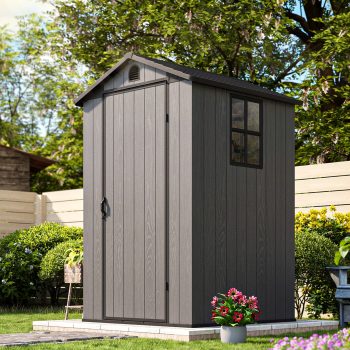 Patiowell 4'x4' Resin Shed for Outdoor, Garden Tool Storage with Design of Lockable Doors