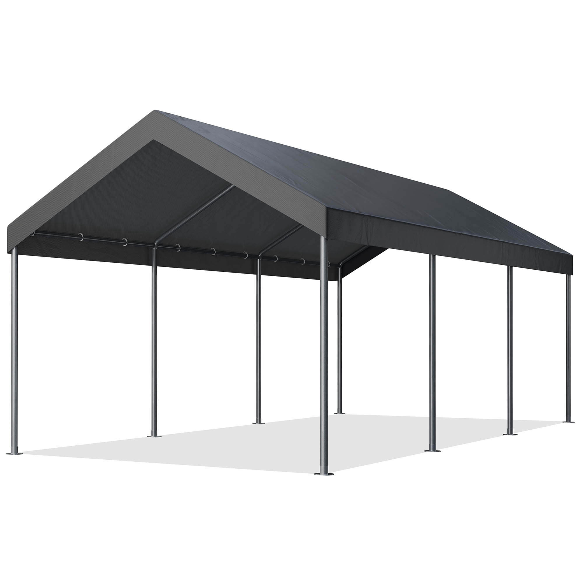 Walsunny Carport 10 x 20 ft Heavy Duty Carport Car Canopy with Powder-Coated Steel Frame, Portable Garage for Car, Boat, Shelter Party Tent with 180g PE Tarp
