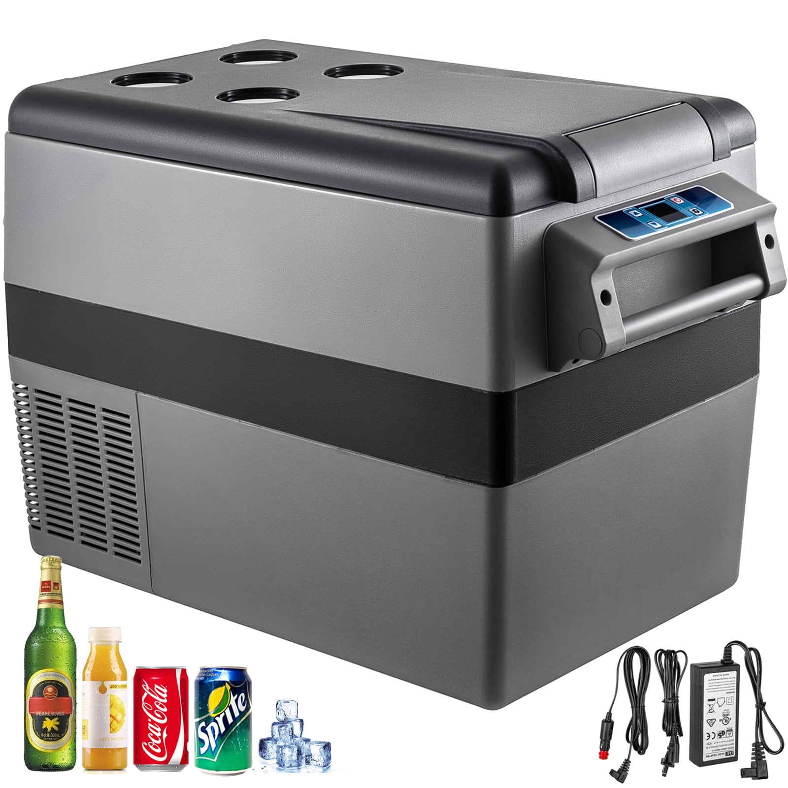 KFFKFF 12V Car Refrigerator 48 Quart(45L), App Control(-4℉~68℉) Electric Freezer, 12/24V DC & 110-240V AC Compact Fridge for Camping Travel Outdoor Gray