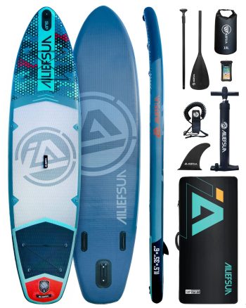 Azure Mist 11'6"*35"*6" Ailiefsun Stand Up Paddle Board Inflatable Stable Sup Board with Fishing Paddleboards Accessories for Adults Youth Wide Non-Slip Deck Surfboard