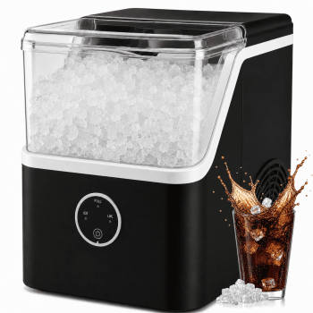 Nugget Ice Maker 42lbs/Day, Countertop Ice Maker with 1.5L Water Tank,Soft Chewable Pebble Ice Maker with Self-Cleaning, Quiet 42dB & LED Indicator for Home Kitchen, Office, RV