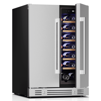 Yeego 24 Inch Outdoor Refrigerator - Dual Zone Wine and Beverage Fridge 60 Can & 20 Bottle, 34-65F Built-in