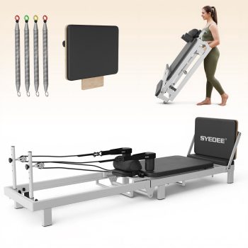Syedee 86.6” Foldable Pilates Equipment, Suitable For Height Over 5'7 '', Pilates Exercise Equipment with Jump Board For Home Gym, 110lbs resistance 5 Springs