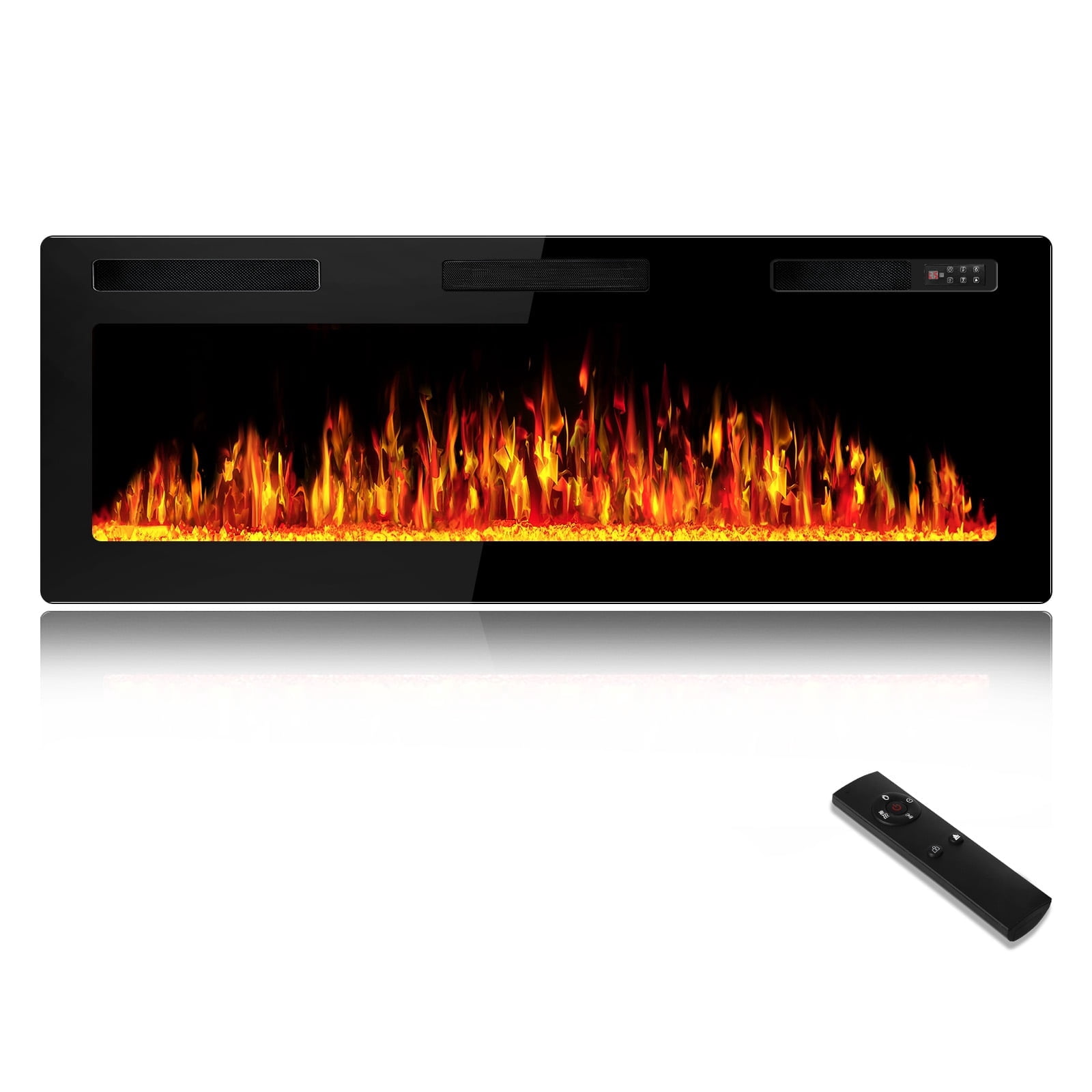 Waleaf 50” Ultra Thin Electric Fireplace Heater, Recessed Wall Mounted Fireplace with Multicolor Flame & Remote Control