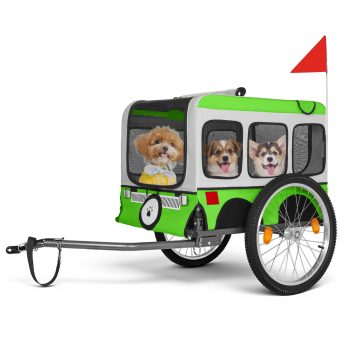 Large Folding Bike Trailer for Dogs - 202 1/8 Inches Wheels, Heavy-Duty Steel Frame, Spacious Design, All-Terrain Cycling, Jogging & Camping Adventure, Green