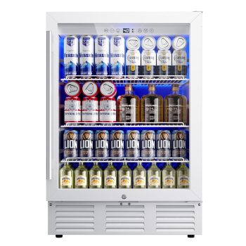 Simzlife 24" Commercial Beverage Refrigerator, 180 Can Large Built-in Beverage Cooler with Glass Door, For Restaurant, Store or Bar,White