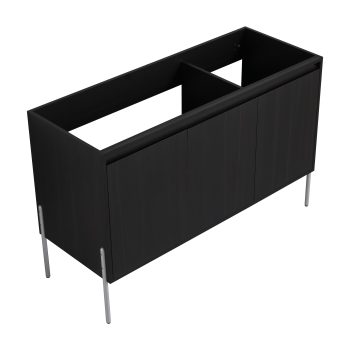 Bathroom Vanity, 48 Inch Freestanding Plywood Storage Cabinet with Soft Close Doors, Water-Resistant Melamine Finish in Dark Oak for Modern Bathroom, Base Only Excluding Sink