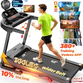 300 lbs Capacity Treadmill for Home, 3.5HP Folding Treadmill w/ 71 Preset Workouts, APP with Free Train Courses, Dual HiFi Speakers, Exercise Equipment for Walking, Jogging, Running