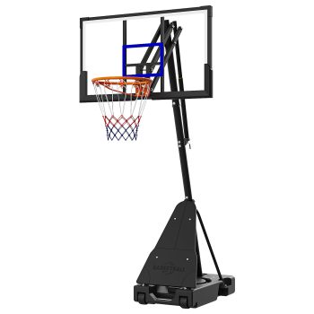 Ktaxon Portable Basketball Hoop Outdoor with Rebound Plate, 5.25-10FT Adjustable Height, 44inch PC Backboard, Blue