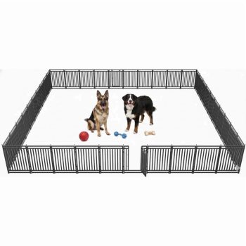 Petorldog dog playpen Height, Extra Large Metal dog fence outdoor for yard, outdoor use for RV Camping (Black-Silver)