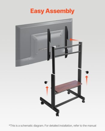 Large TV Stand with Wheels Fits 55-100 Inch Flat/Curved TVs, Height Adjustable, Media Storage, 205lbs Capacity, VESA 800x600mm Compatible