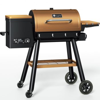 KingChii Wood Pellet Grill & Smoker, Electric Pellet Smoker Grill, 595 sq. in. Cooking Capacity, 13.2LB Hopper for Outdoor Patio Cooking Barbecue (Up to 500°F)