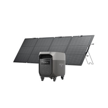 EF EcoFlow Portable Power Station DELTA 3 Max (Detachable Wheels) with 220W Solar Panel, 2048Wh LiFePO4 Battery, Solar Generator, 3400W X-Boost Output, Home Backup & RV Camping
