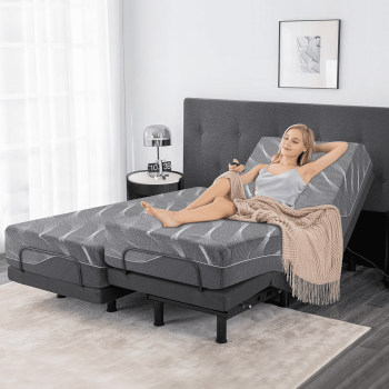 Twin XL Adjustable Bed Frame with Mattress, 12-Inch Boxed Gel Memory Foam Medium Comfort Mattress, Adjustable Bed Frame with Wireless Remote, Smart Electric Bed Frame