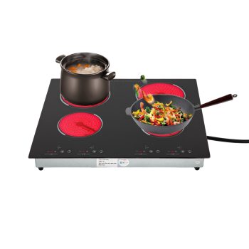 ToppiJoy 3000W Electric Cooktop, Electric Stove Top with LED Display 9 Power Gears, 110V Intelligent Control Built-in Cooktop for Kitchens (4 Burners)