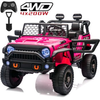 Joyracer 24V Ride on Toys Truck 4WD/2WD Switchable with Remote Control & 2 XL Seater, 800W Powered Ride on Car with Spring Suspension, 3 Speeds, Bluetooth Music Gift for Big Kids