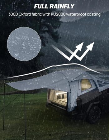JOYTUTUS Cybertruck Tent with Awning, Waterproof PU 2000mm Double Layer for 2 People, Truck Bed Tailgate Camping Tent for Cybertruck