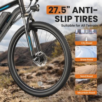 TotGuard Electric Bike for Adults 27.5" E-Bike with 500W Motor, Electric Mountain Bike with 48V 10Ah Battery, Lockable Suspension Fork, Shimano 21 Speed Gears UL2849