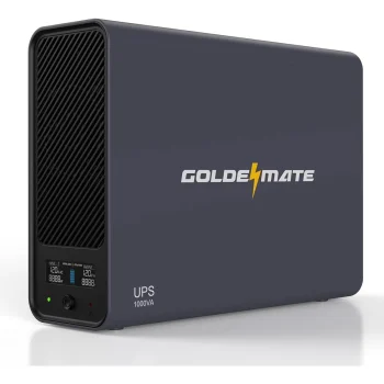 GOLDENMATE 1000VA/ Lithium UPS Battery Backup & Surge Protector, Pure Sine Wave UPS with USB Communication Port, 8 Outlets, LCD Display, LiFePO4 Battery