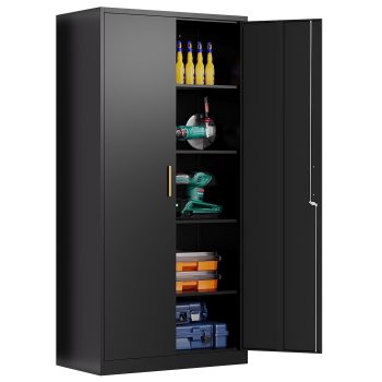 Fesbos Metal Garage Storage Cabinet with 2 Doors and 4 Adjustable Shelves, 71 Inches Tall Steel Locking Tool Cabinets for Office, Home, Garage, Gym, School, Warehouse