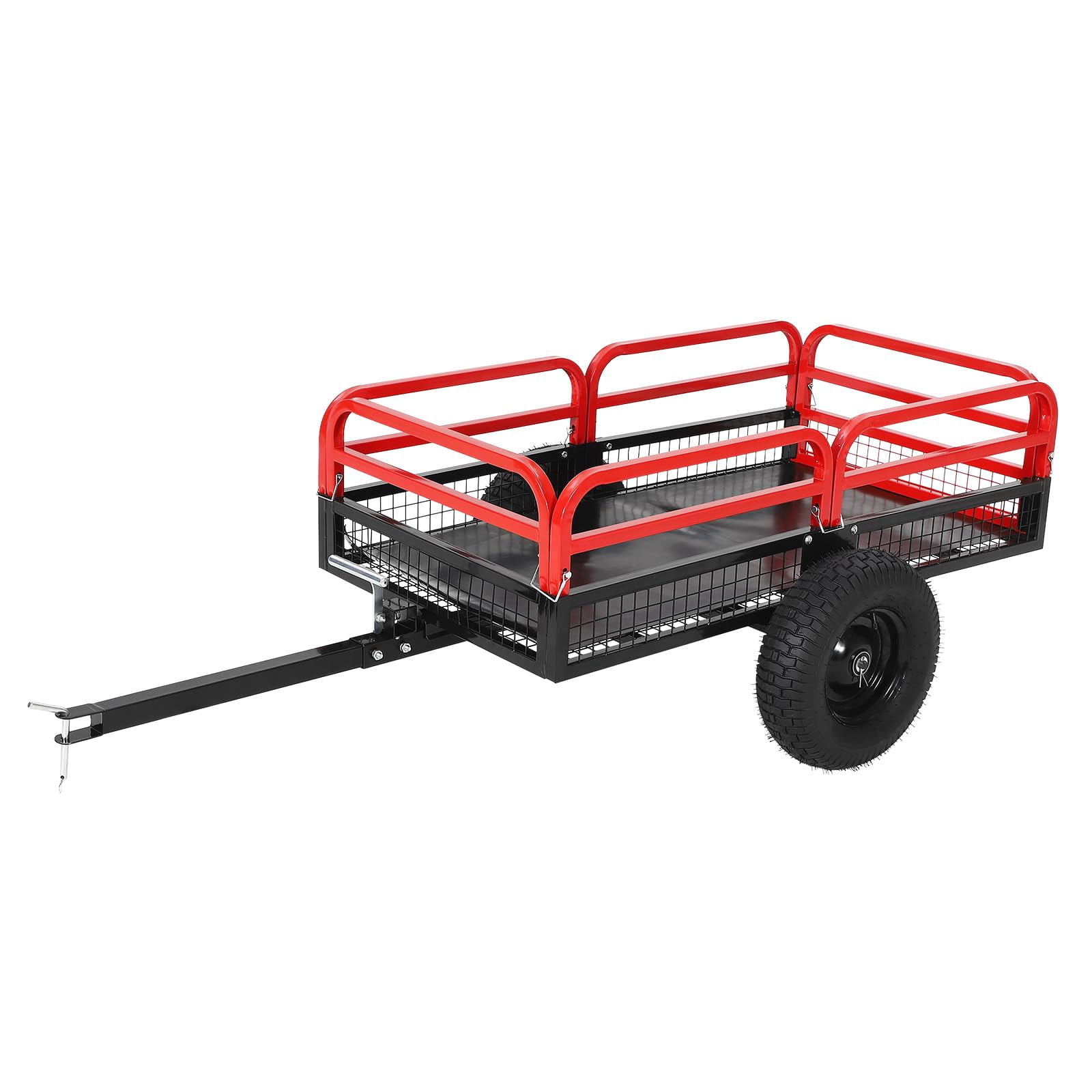 1500 Lbs Heavy Duty Steel Dump Cart, 15 Cu ft Garden Utility Trailer with Removable Sides, Hand Pull or Foot Pedal Dumping for ATV UTV Lawn Mower Tractor