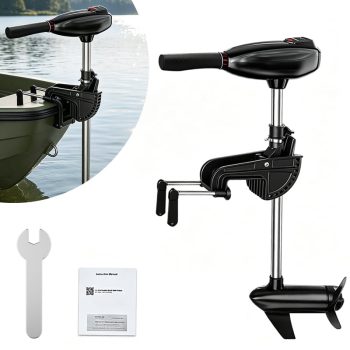 Electric Trolling Propulsion Motor, stern mount, telescopic non-slip handle, freshwater and saltwater compatible, suitable for kayaks and fishing boats. ()