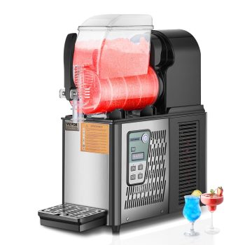 VEVOR Commercial Slushy Machine, 4L Single Tank Frozen Drink Machine, 16 Cups Stainless Steel Margarita Smoothie Frozen Drink Maker, Slushie Maker