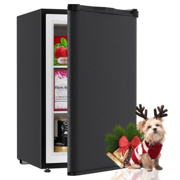 TABU 3.6 CU.FT Upright Freezer, Freestanding Mini Freezer with Removable Shelf, 7 Adjustable Thermostat, Reversible Door