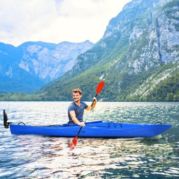 Sit-In Fishing Kayak with Paddle, Detachable Rudder, Lldpe Hull, Adjustable Foot Pedal, Blue