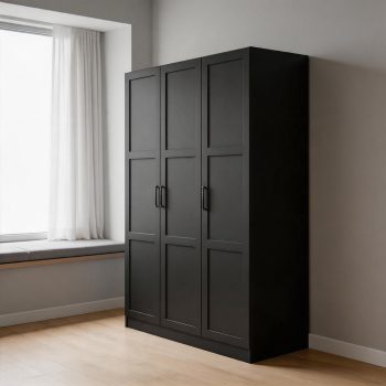 3 Doors Wooden Wardrobe Closet Armoire,Storage Cabinet for Hanging Clothes, Bedroom Large Capacity Freestanding Armoire,Wood Wardrobe Combination with Shelves