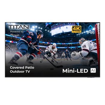 Titan S100 QLED 32 Inch Outdoor TV, Covered Patio, IP65 Smart Weatherproof TV, 4K HDR, 60 Hz, Tizen AI OS, Wi-Fi 5, HDR10+, Outdoor TV Cover, Slim Bezel, 2 Yr Wty