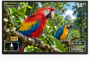 Nexella 55" 4K Smart Outdoor TV, 2500-Nit Ultra Bright Full Sun TV, IP65 Waterproof & Rustproof Aluminum Frame, for Patio, Pool & Backyard, HDR10, Dolby Sound