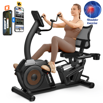LNOW Magnetic Recumbent Exercise Bike with Bluetooth, Adjustable Seat, Arm Workout, 400 lbs Capacity