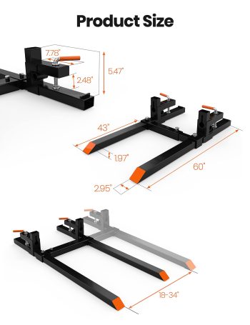 Luku 60" 4000lb Clamp-On Pallet Forks for Tractor Loader