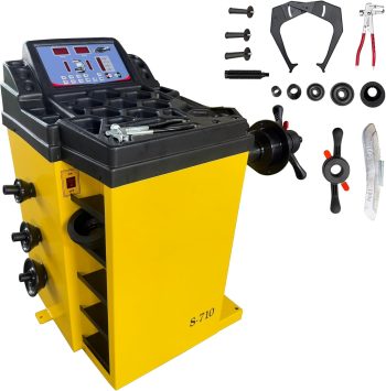 Wheel Balancer Machine, 10-24" Rim, Manual Input, Dynamic/Static/ALU/Motorcycle Modes, 0.25KW Pure Copper Motor, 110V for Garage Workshop Tire Repair (1g Accuracy)