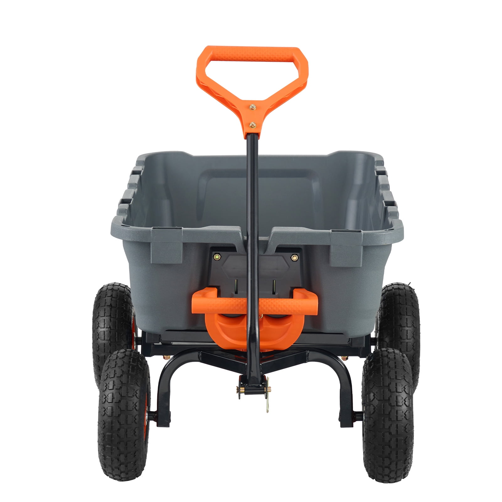 KFFKFF Yard Trolley, Sturdy Polyethylene Dump Trolley with Easy-to-Assemble Steel Frame, Multi-Use Dump Cart with Convertible Handle, Practical Garden Barrow with 800 lbs Capacity, 10 inch Wheels