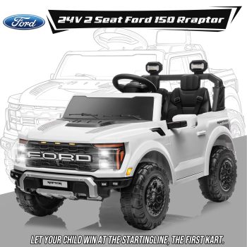 Ford F150 Raptor 24V Ride on Cars for Kids, Extra large Real 2 Seater Ride on Toys with Remote Control, Bluetooth, LED, Truck Storage, Electric Vehicles Ride on Truck for Boys Girls Gifts
