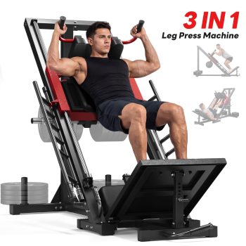 Leg Press Hack Squat Machine, Professional Adjustable Leg Press Machine of Alloy Steel for Home Gym with Linear Bearing and Weight Storage Posts