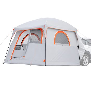 KFFKFF Large SUV Tent for 6 People, 10 x 9 FT 3-Season Tailgate Tent with Airflow Doors & Mesh Panels, PU2000mm Water-Resistant Dual-Use Rear Hatch Tent for Camping and Hiking