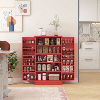 Spaco Kitchen Sideboard Cabinet with Double Doors & 5-Tier Shelving, Large Kitchen Storage Cabinet, Pantry Cabinet for Indoor as Kitchen, Bar, Dining Room