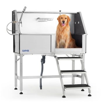 Professional Stainless Steel Dog Washing Station 46 Inch Heavy Duty Pet Grooming Bathtub Brushed Right opening door