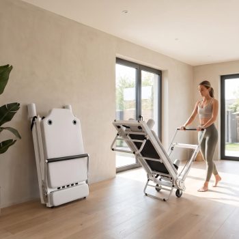 Reformer Pilates Machine Foldable 71 Inch, Pilates Equipment with 5 Silent Springs and Jump Board, Home Gym Reformer Up to 440 LBS for Apartment and Studio