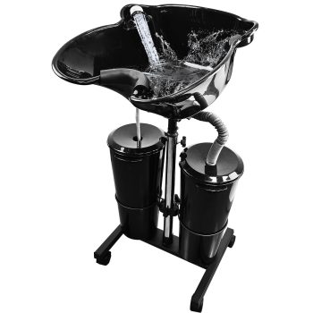 Jacgood Portable Hair Washing Sink,with 2 Bucket and Drain Hoses,Basin Height Adjustable, Barber and Stylist Hair Salon Accessories