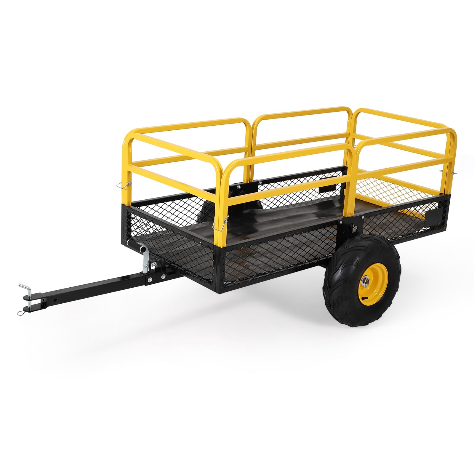 Mteryoing 1500 lb Tow-Behind Dump Garden Cart Trailer with 20 cu ft Bed and Removable Sides, Heavy Duty Yard Utility Wagon for ATV/UTV/Lawn Mower