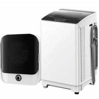 TABU Washer and Dryer Set, 17.6LBS Full Automatic Washing Machine & 2.6 Cu.Ft Portable Clothes Dryer Combo (White)