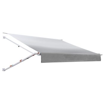 KFFKFF Manual RV Awning Kit, 10.12FT Retractable Awning with Durable Aluminum Frame & Waterproof PVC Fabric, Outdoor Trailer Shade for Camping, Compatible with Most RVs (10FT, Gradient Gray)