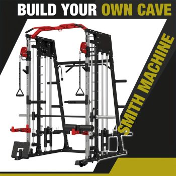 Home Gym with a Smith Machine , Featuring a 2200 Lbs Power Rack Cage, Cable Crossover, Weight Bar, 360 Landmine, Barbell Holders, And Various Attachments for Comprehensive Body Strength Training