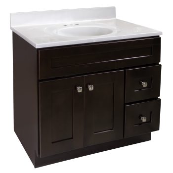 Design House Brookings 37" x 22" Ready to Assemble 2-Door 2-Drawer Bath Vanity with Cultured Marble 4" Centerset Solid Top/Ivory Swirl